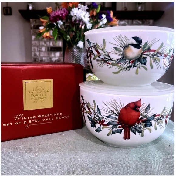 Lenox Other - Lenox Winter Greetings Catherine McClung Set Of 2 Bowls Excellent~Original Box